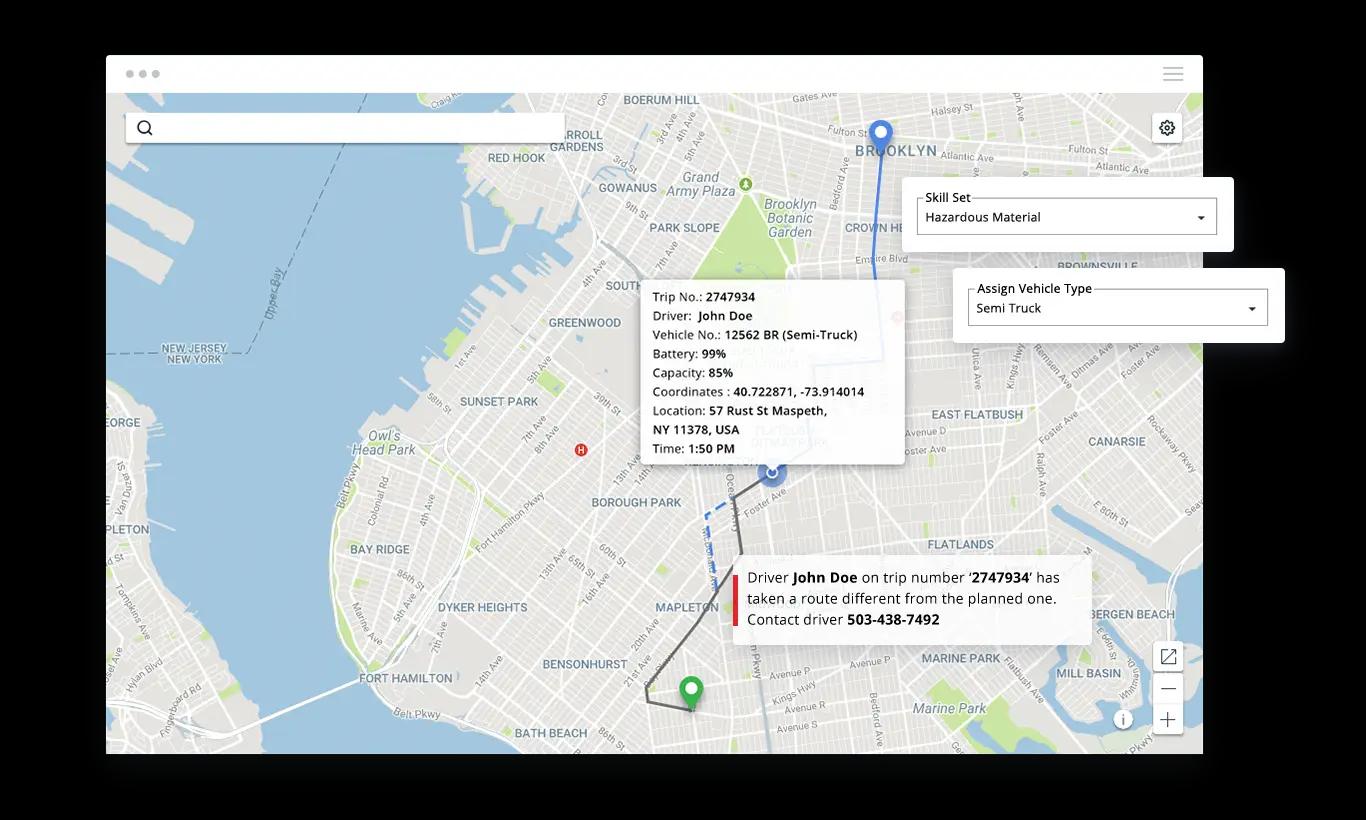 Delivery details in driver tracking software