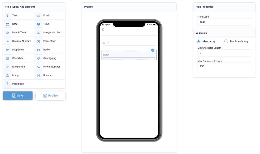 Field types updated via custom form in driver app