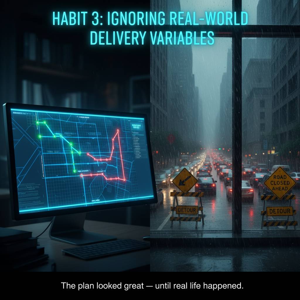 Habit 3: Ignoring Traffic, Weather, and On-Ground Realities and not using route planning system