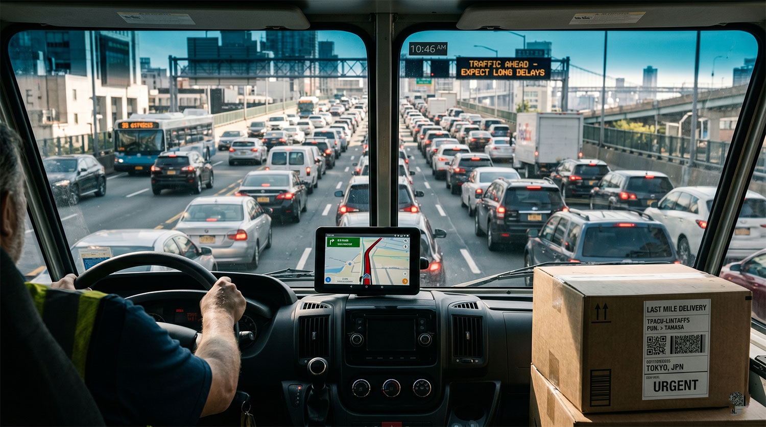 10:46 AM: "Traffic Ahead. I Can See the Delay Coming." with help of last mile delivery software