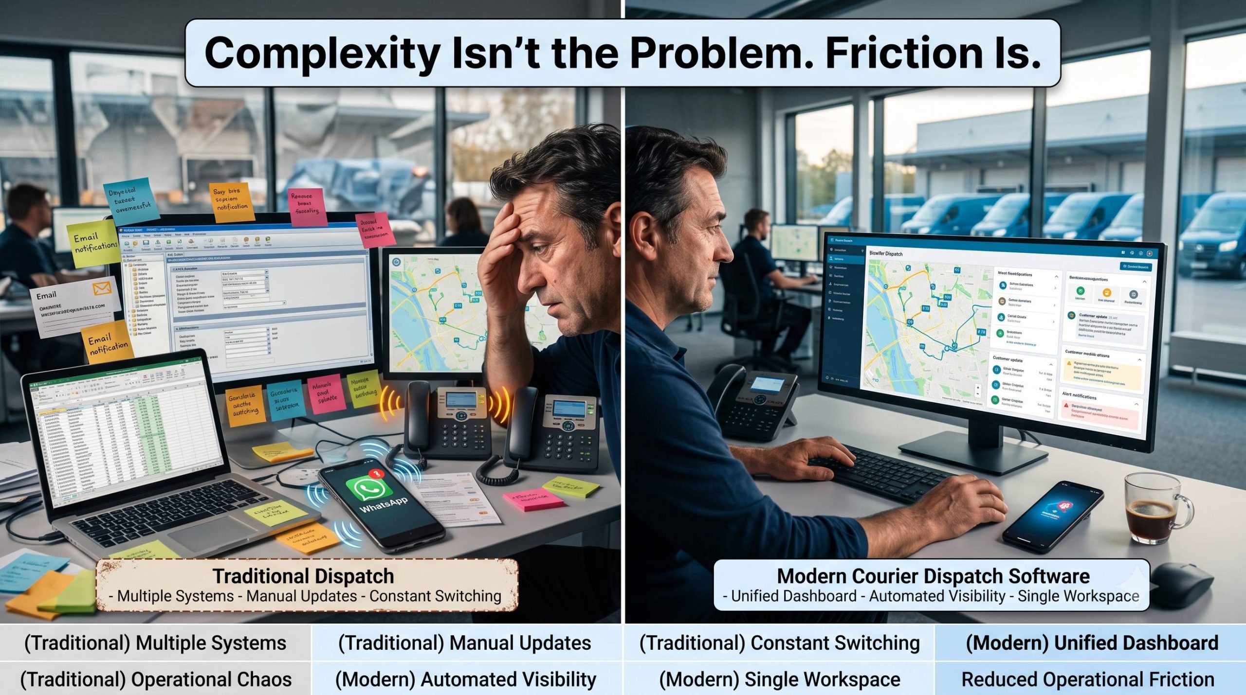 Complexity Isn't the Problem. Friction Is. without a courier dispatch software